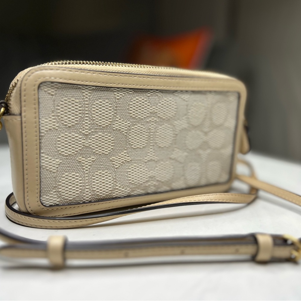 Coach Cream and Tan Crossbody Bag